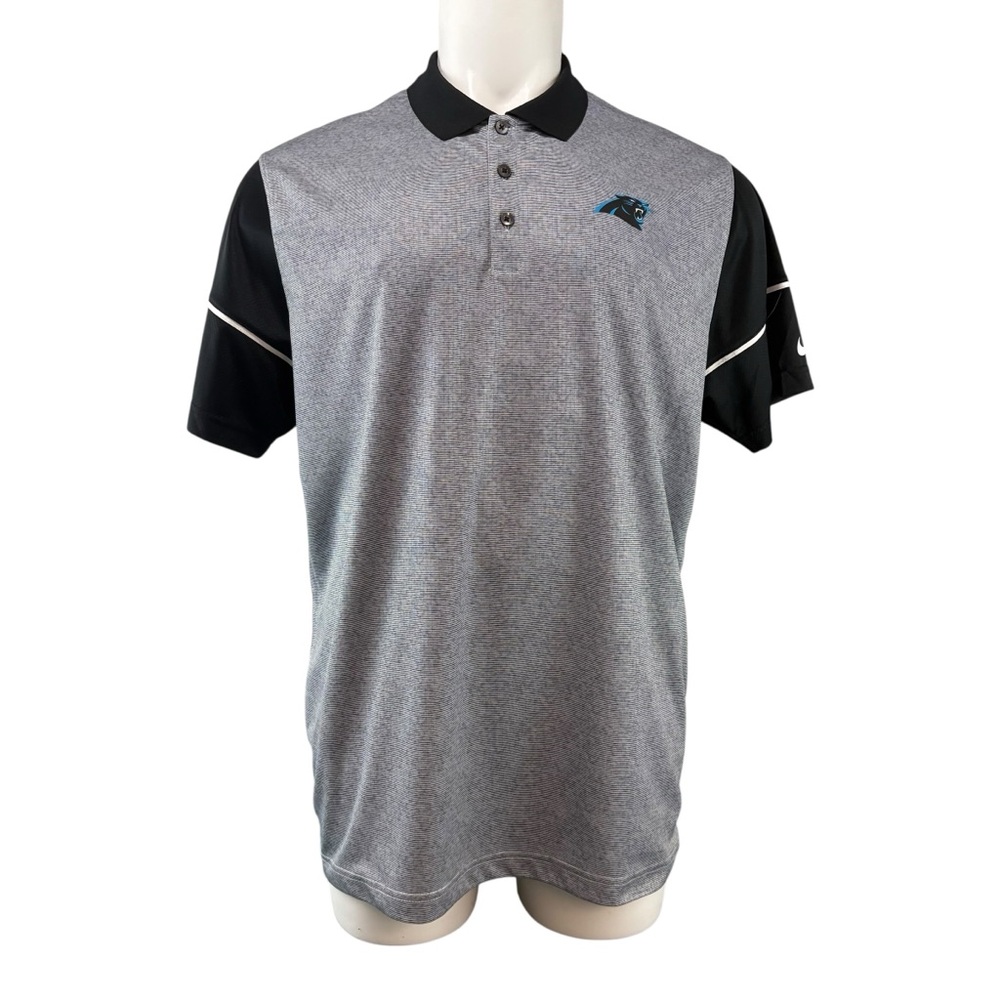 Carolina Panthers Polo Shirt Mens XL Grey Nike Dri-FIT NFL On Field Apparel 881